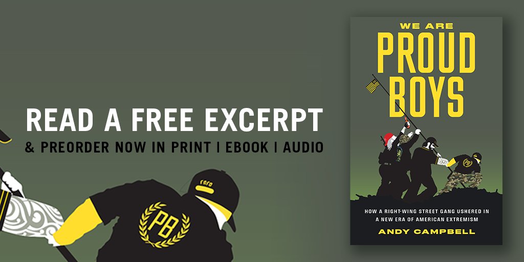 To mark the Proud Boys' sedition case, my publisher has agreed to release an excerpt from my forthcoming book, WE ARE PROUD BOYS, right now!

It details how leaders began prep for the insurrection, long before Jan. 6. Read it here, and preorder the book: bit.ly/3zty8MX