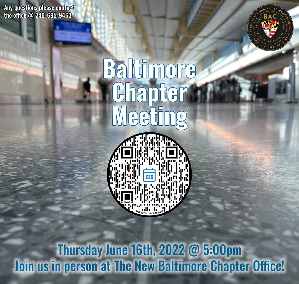 Good afternoon, Brothers and Sisters!

Just a reminder that our next Baltimore Chapter Meeting is next week!

Thursday June 16th, 2022 @ 5:00pm.

In person is allowed!

Any questions, please call 240-695-9463