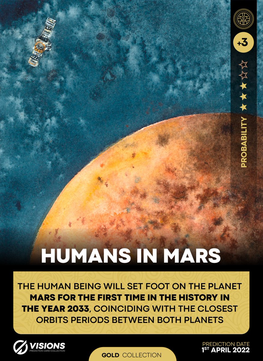 CardPrediction's tweet image. These are our Tech and Science Predictions...

➡️ Mount Fuji Eruption
➡️ First Conatct Of Extraterrestrial Intelligent Life
➡️ Humans in Mars
➡️ New Global Pandemic

Buy your NFT Prediction Card!

#NFTCommunity #nft #nfts #nftcollector #nftart
