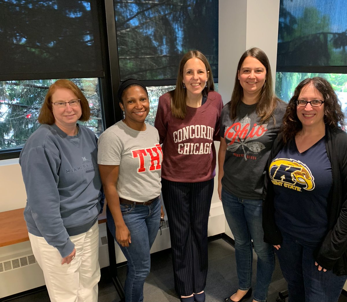 CHUHScience's tweet image. Showing off our college gear at today&apos;s BLT retreat. @CHUHELA @CHUHSocStudies @CHUHtechnology @ChuhMathematics