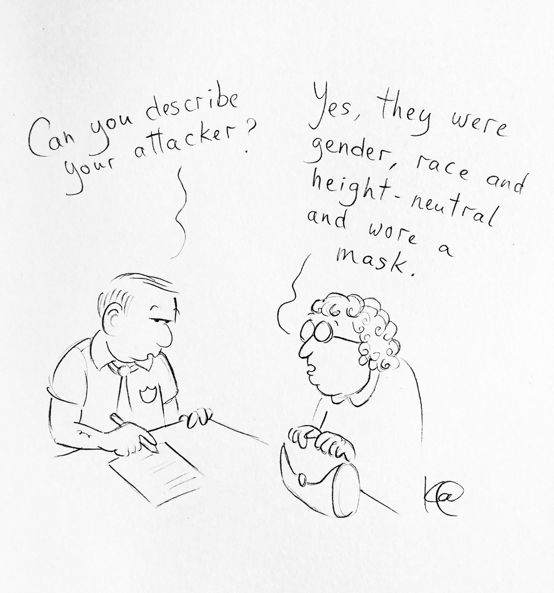 kats_cartoons's tweet photo. When criminals are trendy.
#genderneutralcrime https://t.co/PyyWF9jhC2
