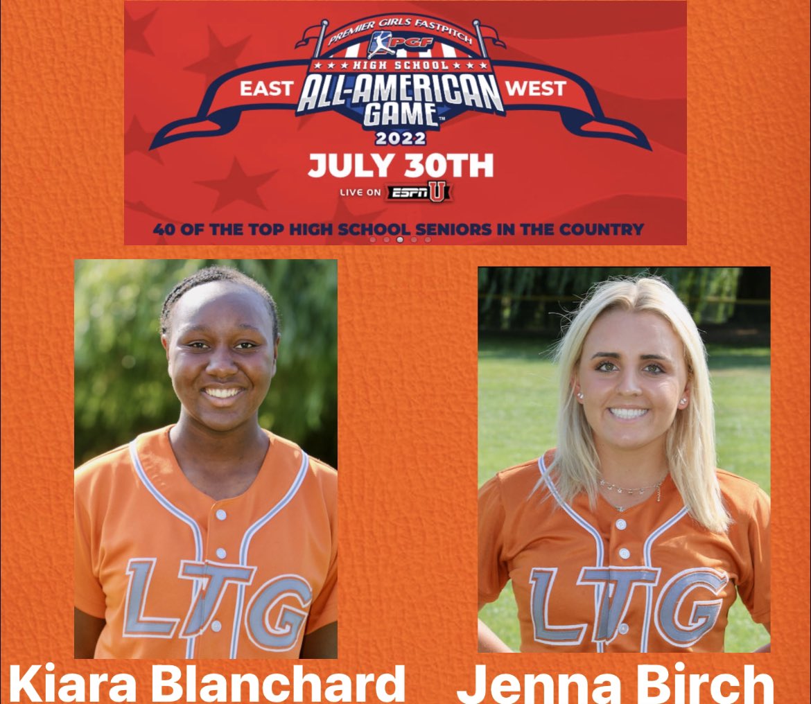 LTG Henderson (@ltghenderson) on Twitter photo Congratulations to Kiara Blanchard (Cal Poly) & Jenna Birch (Oregon State) on being selected for the 2022 PGF All-American game to be held July 30 in Huntington Beach, Calif., and broadcasted on ESPNU!! <a href="/CalPolySoftball/">Cal Poly Softball</a> <a href="/BeaverSoftball/">Oregon State Softball</a> <a href="/PGFnetwork/">PGF</a> <a href="/ESPNU/">ESPNU</a> Congratulations to Kiara Blanchard (Cal Poly) & Jenna Birch (Oregon State) on being selected for the 2022 PGF All-American game to be held July 30 in Huntington Beach, Calif., and broadcasted on ESPNU!! <a href="/CalPolySoftball/">Cal Poly Softball</a> <a href="/BeaverSoftball/">Oregon State Softball</a> <a href="/PGFnetwork/">PGF</a> <a href="/ESPNU/">ESPNU</a>