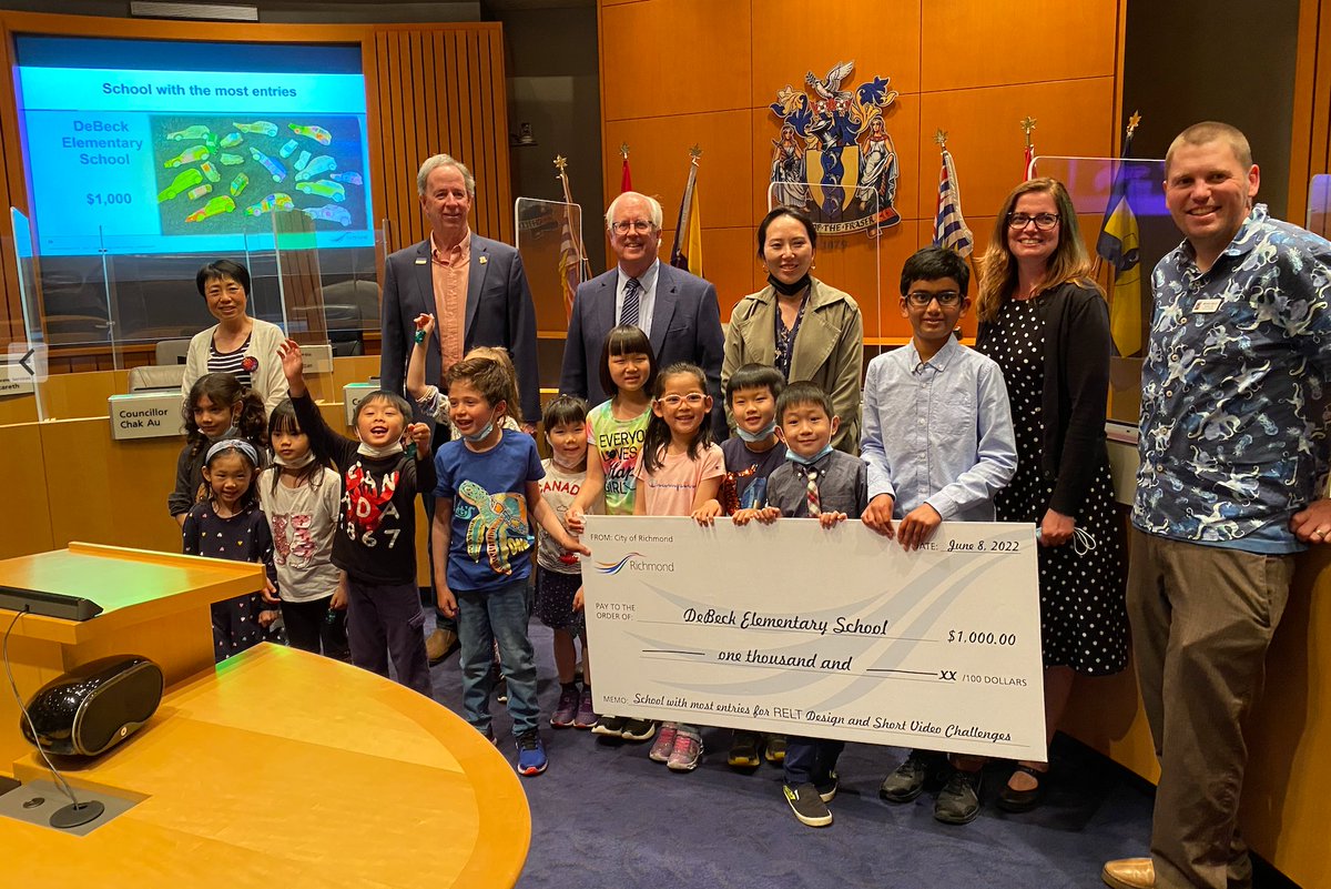 Congratulations to our young DeBeck students who were recognised by the City of Richmond  for their participation in a contest related to electric vehicles. Learning for sustainability and healthy communities! 
<a href="/debeckdragons/">DeBeck Elementary</a> <a href="/RichmondSD38/">Richmond Schools</a>