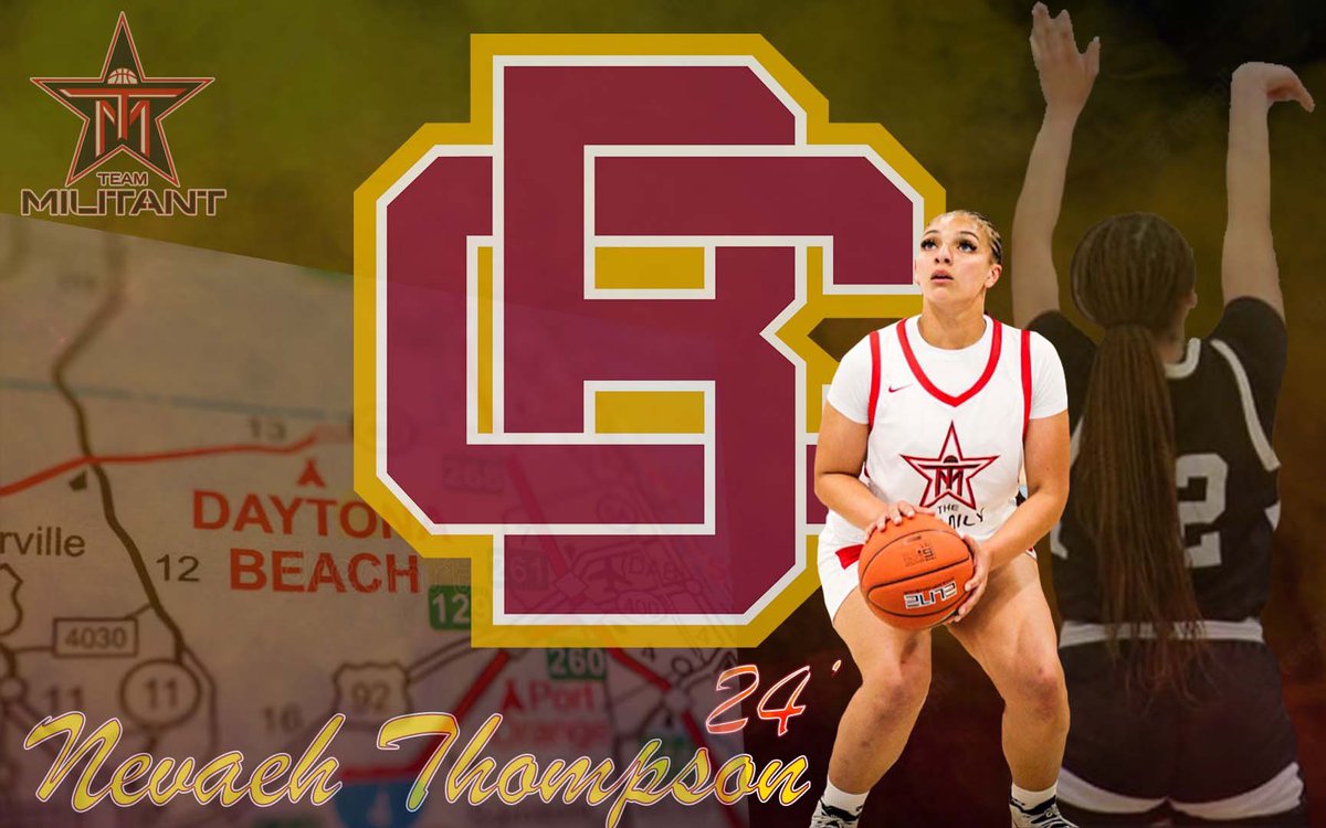 TeamMilitant's tweet photo. We are yelling congrats to our girl 2024 Nevaeh Thompson on her offer to Bethune-Cookman Univeristy. Thank you Coach JC and Coach Tuck for believing in our girl!!! 

#THEFAMILY #THEMILITANTKIDS 

@InsiderExposure @PBRhoops @CGBR27 @MarkWilliamsBB @ShaneLaflin @BCUWBB https://t.co/tV7bEayK96