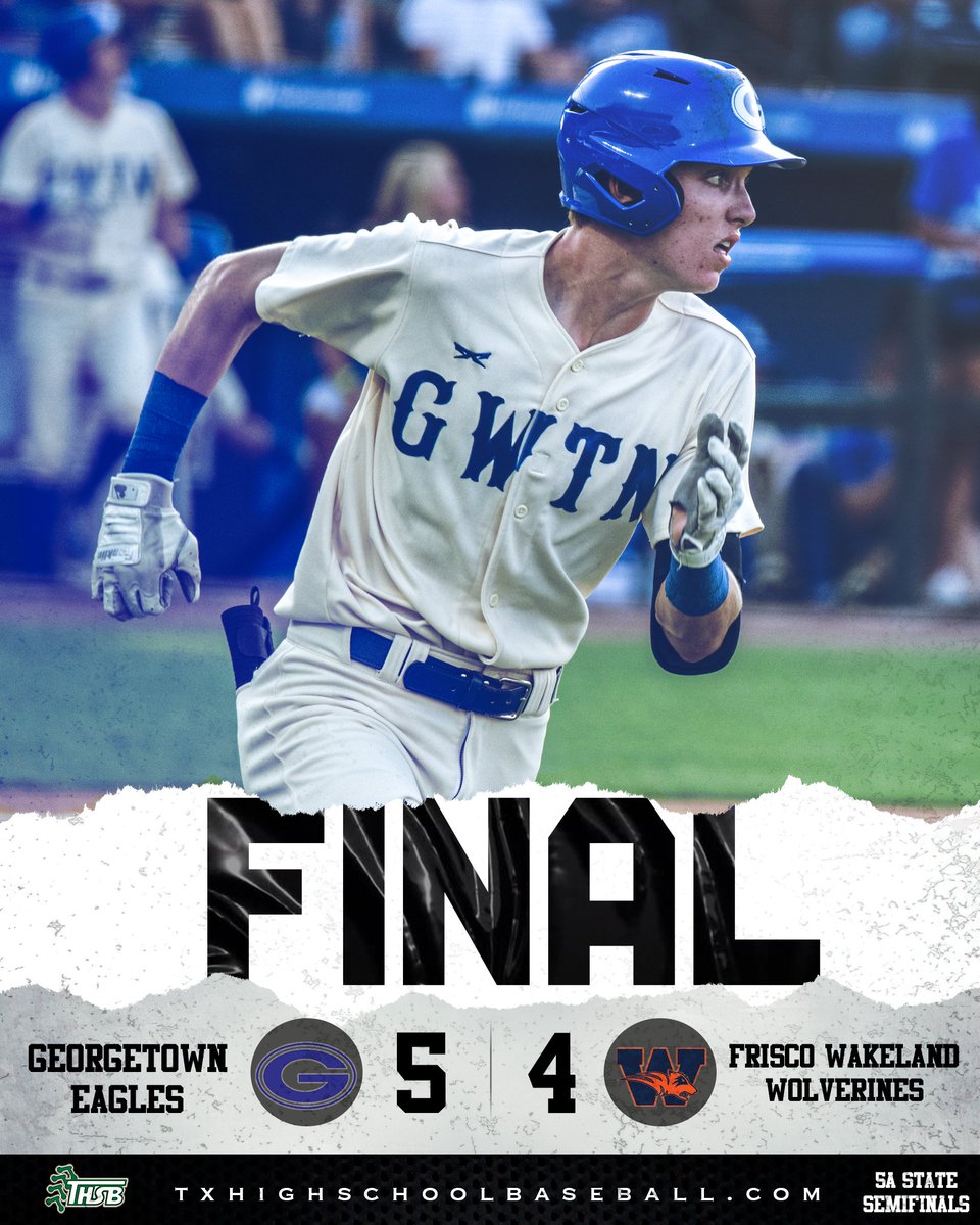 The Georgetown Eagles advance to the 5A state championship!
<a href="/EFND_Baseball/">GHS Eagle Baseball</a> #THSB TxHighSchoolBaseball.com