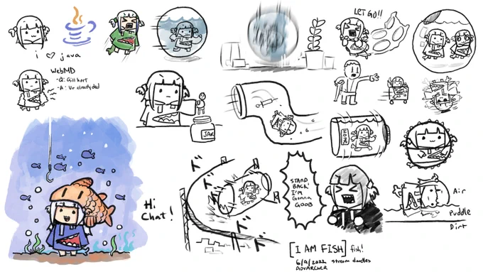 [I AM FISH] stream doodles tonight!

#gawrt 