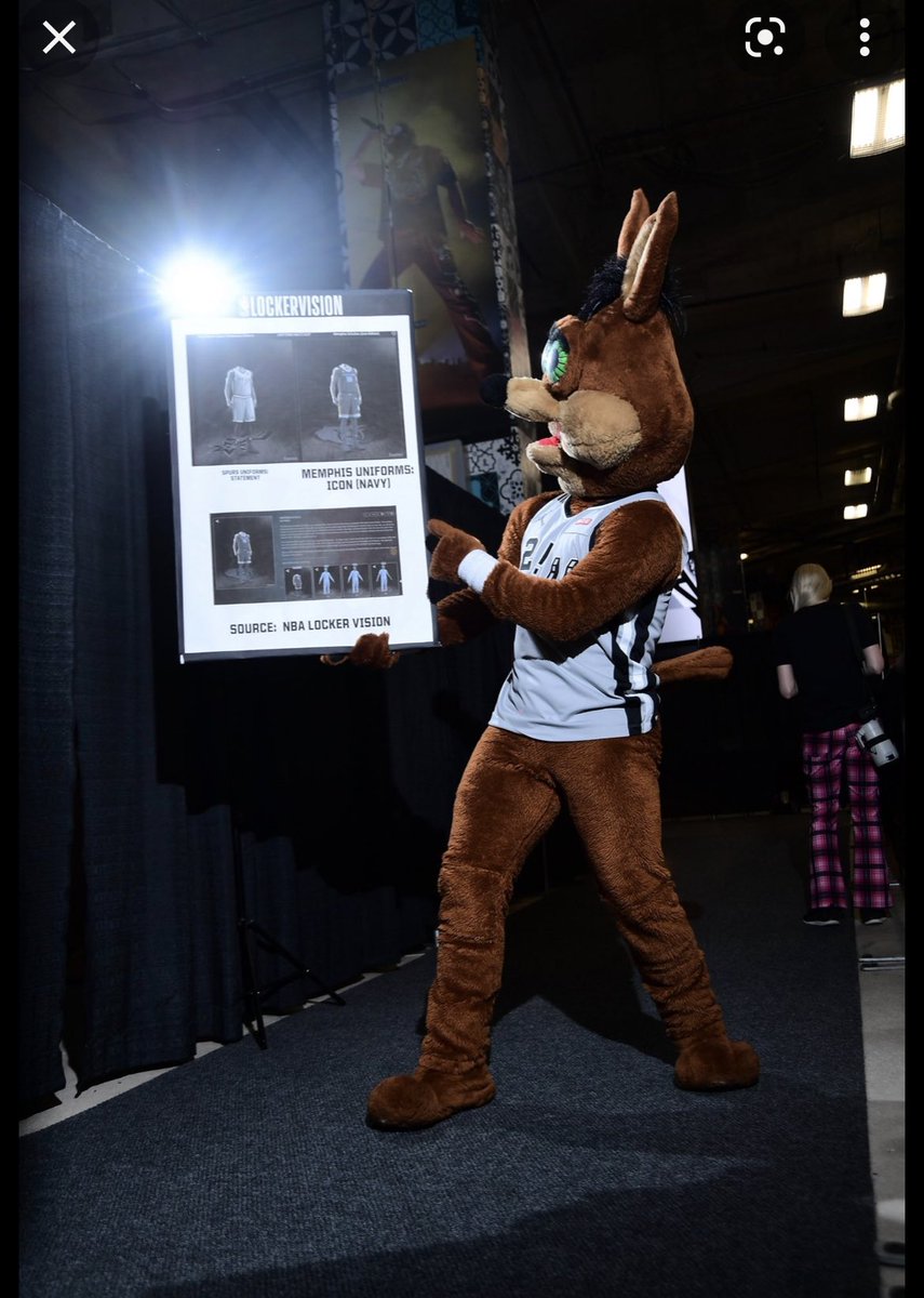 Nashawati's tweet photo. @CityofAmarillo This “mysterious critter” looks like the @SpursCoyote to me.  Maybe a La Llorona version. https://t.co/F0y9hgAzHP