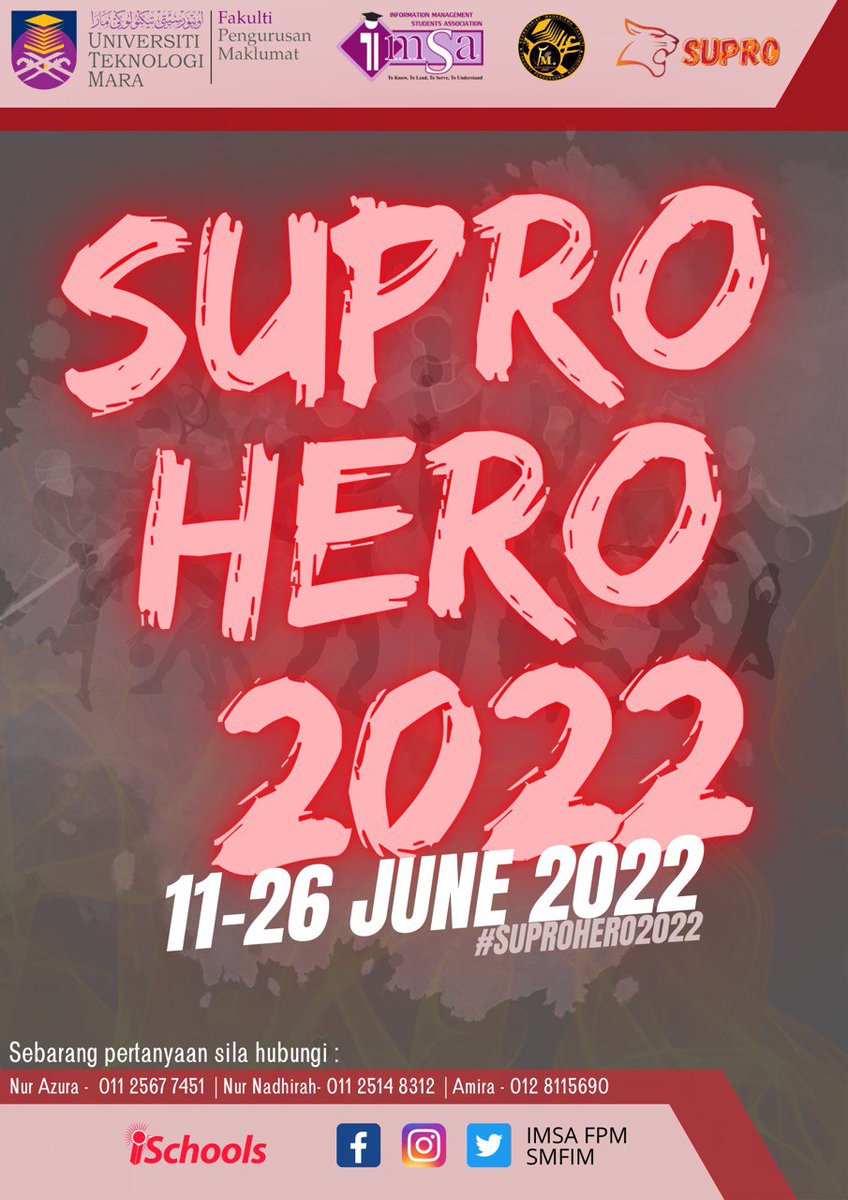 imsaFPM's tweet photo. ARE YOU READY FOR SUPRO 2022 ?!
💪🏻Prepare your physical and mental! 

Ready for the challenges 
This coming JUNE ! 

IMSA | SMF
#SUPROHERO2022 https://t.co/jm2XHYW0nl