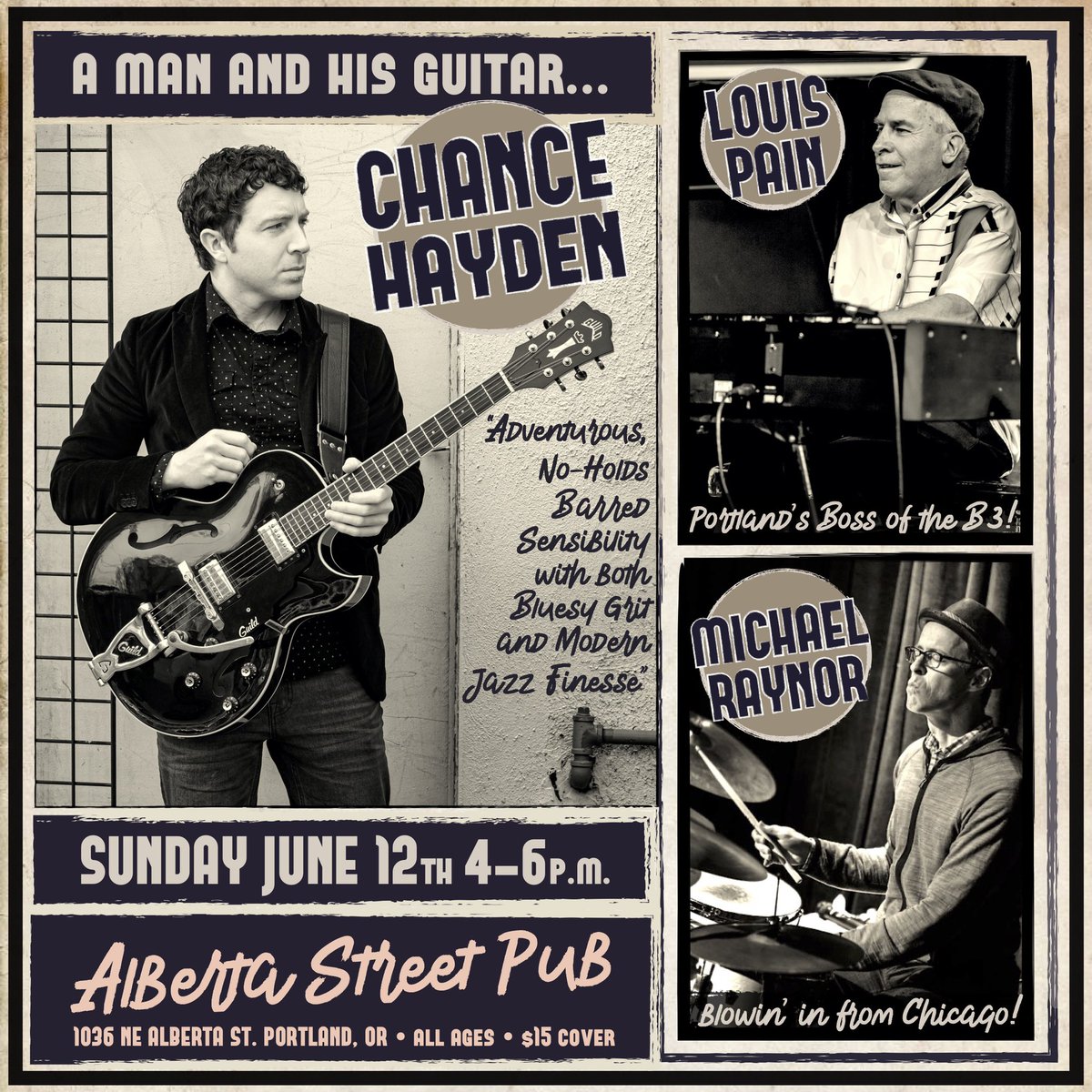 I’ll be covering the Vintage Soul slot this Sunday 4-6p at <a href="/albertastpub/">Alberta Street Pub</a>, leading an organ trio with Louis Pain and Michael Raynor 🎸🎹🥁