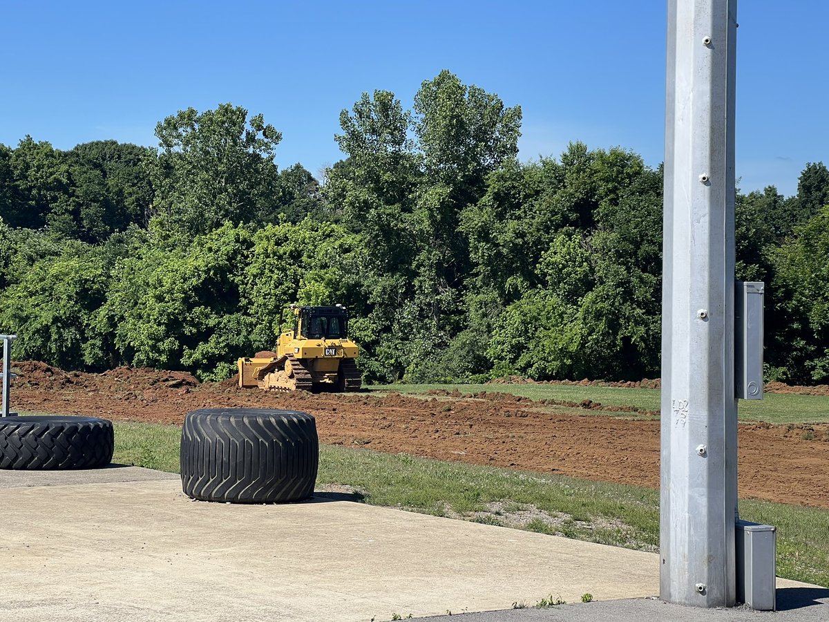 ER_Football's tweet photo. Lots of progress happening to our practice field. Needed this for a long time. It’s looking great!! Thanks to Cooks Utility Construction!!   Hoping to get it right so we can use it this fall. #ERFAMILY https://t.co/Imp3Jjgopa