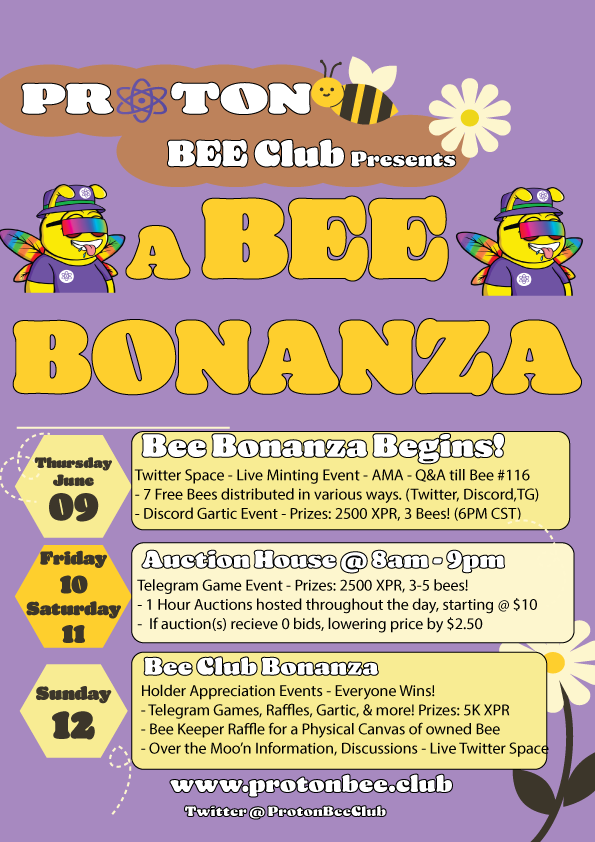 ProtonBeeClub's tweet photo. #Proton Bee Club: Bee Bonanza Event #PBC 🐝🤘⚛️ 
Gartic Event at 6PM ❤️ 
Prizes: Free Bees, 2500 XRP ⚛️ 
Multiple winners 🔥 
Topic: Animals
Join the discord to play!! 
https://t.co/Qqm3yzV6Qb https://t.co/FwGNLARsz4