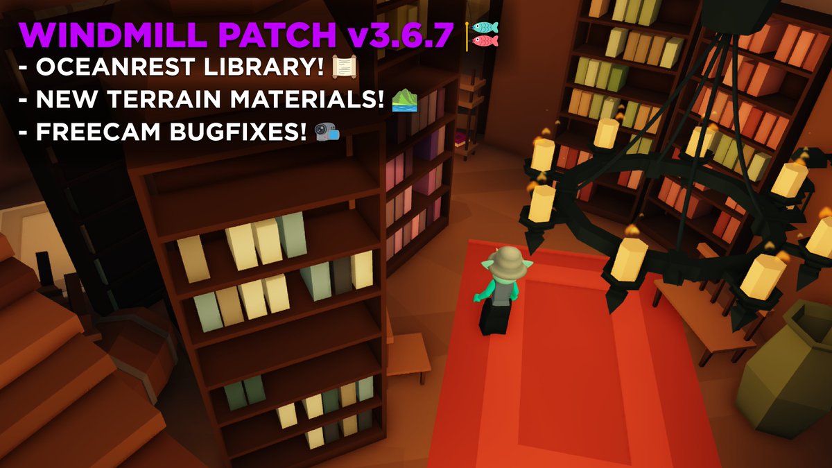 The windmill is BACK IN BUSINESS with the newly renovated Oceanrest library!🪁 Plus, enjoy ALL-NEW terrain materials to use in your creations! 🌾🪵🧱 #LittleIslands #Roblox #RobloxDev