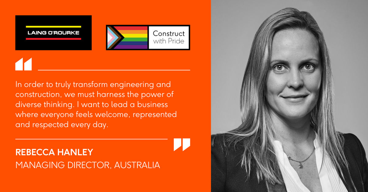 Laing_ORourke's tweet photo. Rebecca Hanley is Managing Director for the Australian business. She knows the power of diverse thinking doesn’t happen unless people feel a sense of inclusion and belonging.
#Pride #PrideMonth #PowerofExperience https://t.co/pcoErHyTKz