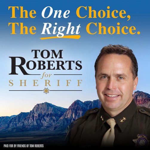 Roberts4Nevada's tweet photo. Reminder: Tomorrow is the last day to early vote! Make sure you get out to vote in person, drop your ballot off at your nearest polling location, or mail your ballot in. And remember, vote #RobertsForSheriff! #LVMPD #ClarkCounty #Sheriff https://t.co/bpA80DOPBb