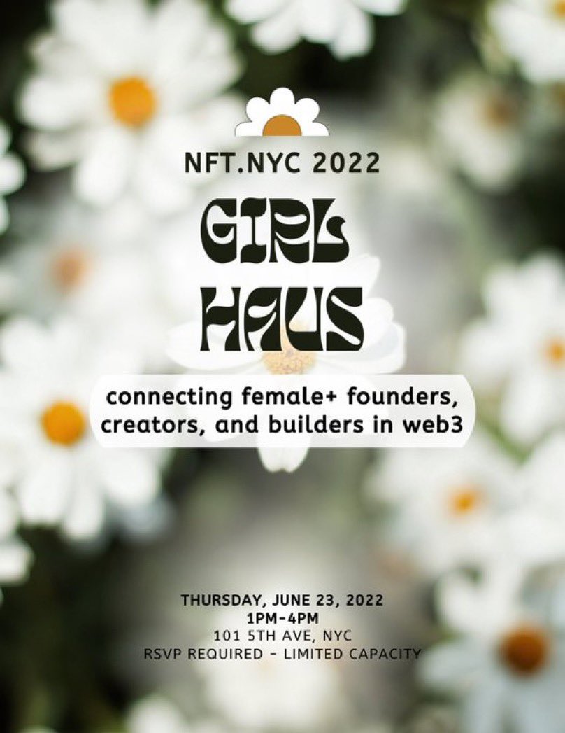 We’re so excited to be supporting <a href="/GIRL_HAUS/">GIRLHAUS</a> at their event during <a href="/NFT_NYC/">NFT.NYC</a>!! A HUGE thank you to <a href="/cocoNFT/">cocoNFT</a> for collecting 3 gorgeous YOTW NFTs to giveaway at the event👀

✨ Thurs 6/23 1-4pm 
✨ RSVP here: partiful.com/e/bwkKDerq7eGh…