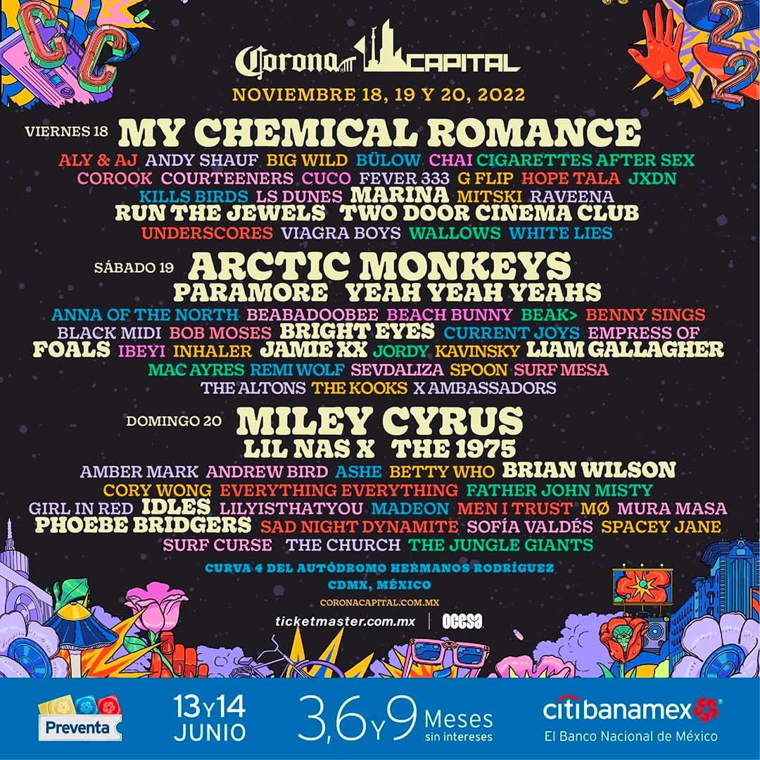 EndorfinaC's tweet photo. ¡Era grande la espera, pero por fin llegó! 😍

Se presentó el cartel del #coronacapital2022

#PreventaCitibanamex: 13 y 14 de junio https://t.co/76cj0J3Yoc