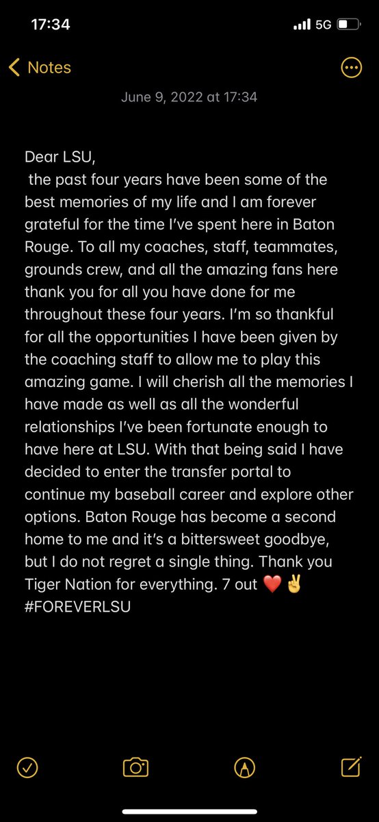 como_rapido's tweet photo. Thank you Tiger Nation for everything. 7 out ❤️✌️ #FOREVERLSU https://t.co/8XXLVdC3yz