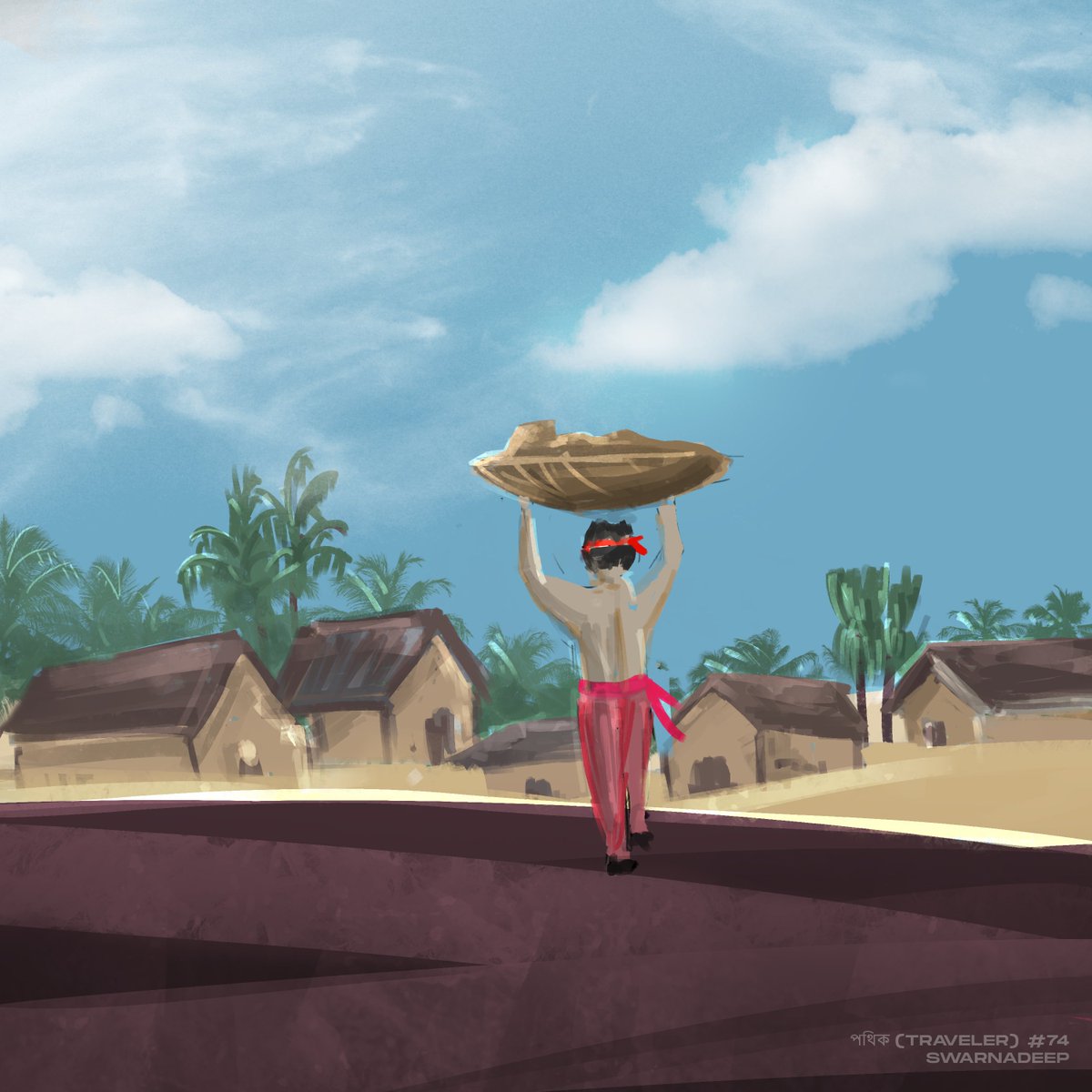 DesignYourEuph1's tweet photo. পথিক (Traveler) - Day 74 of hand painted everydays
#villagelife #peace #pothik #traveller #digitalpainting https://t.co/y3kp6jNS0v