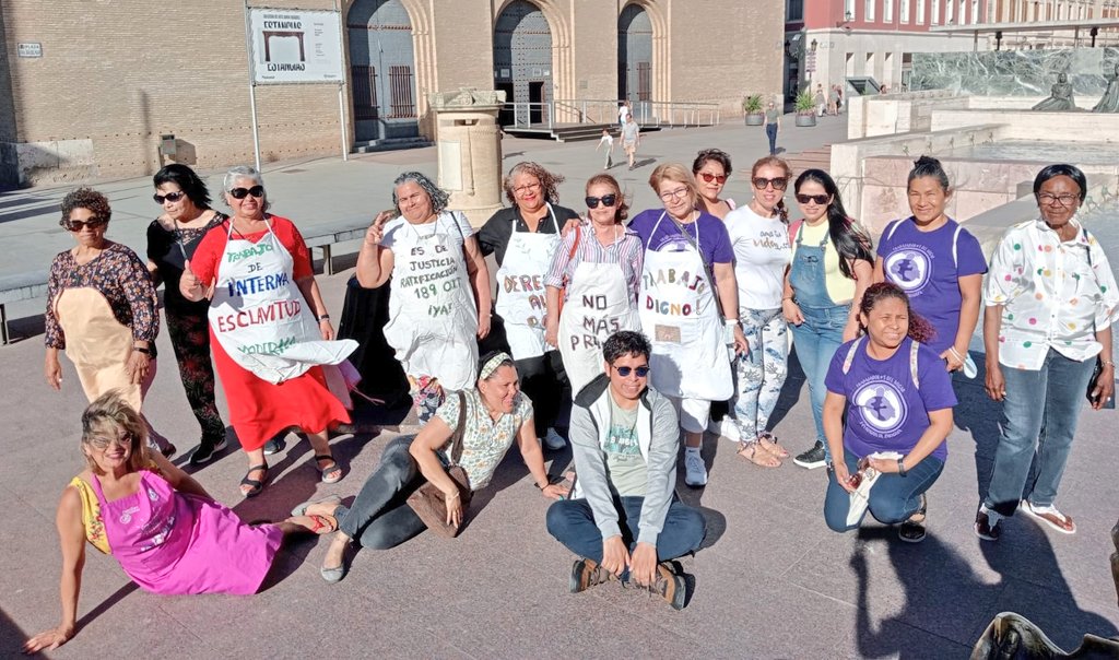 Momento histórico en #España en la lucha por la igualdad de las mujeres.  Desde #Zaragoza celebramos la ratificación del #Convenio189 y nos comprometemos a seguir empujando la regularización de todas las personas migrantes que aportan a esta economía desde la invisibilidad.