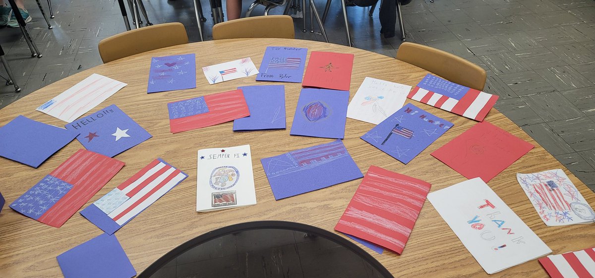 CLivulpi's tweet photo. My class did an amazing job creating cards for a former student who is a marine! https://t.co/7yytLJd51R