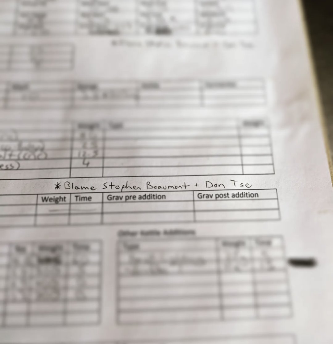 Official explanation in the logs for todays slightly extended boil. Thanks <a href="/BeaumontDrinks/">Stephen Beaumont</a> &amp; <a href="/TheDonOfBeer/">🍻🍻 Don Tse 🍻🍻</a> !!

In all seriousness, we had a truly lovely time hanging out and would do it again in a heartbeat. 🍻