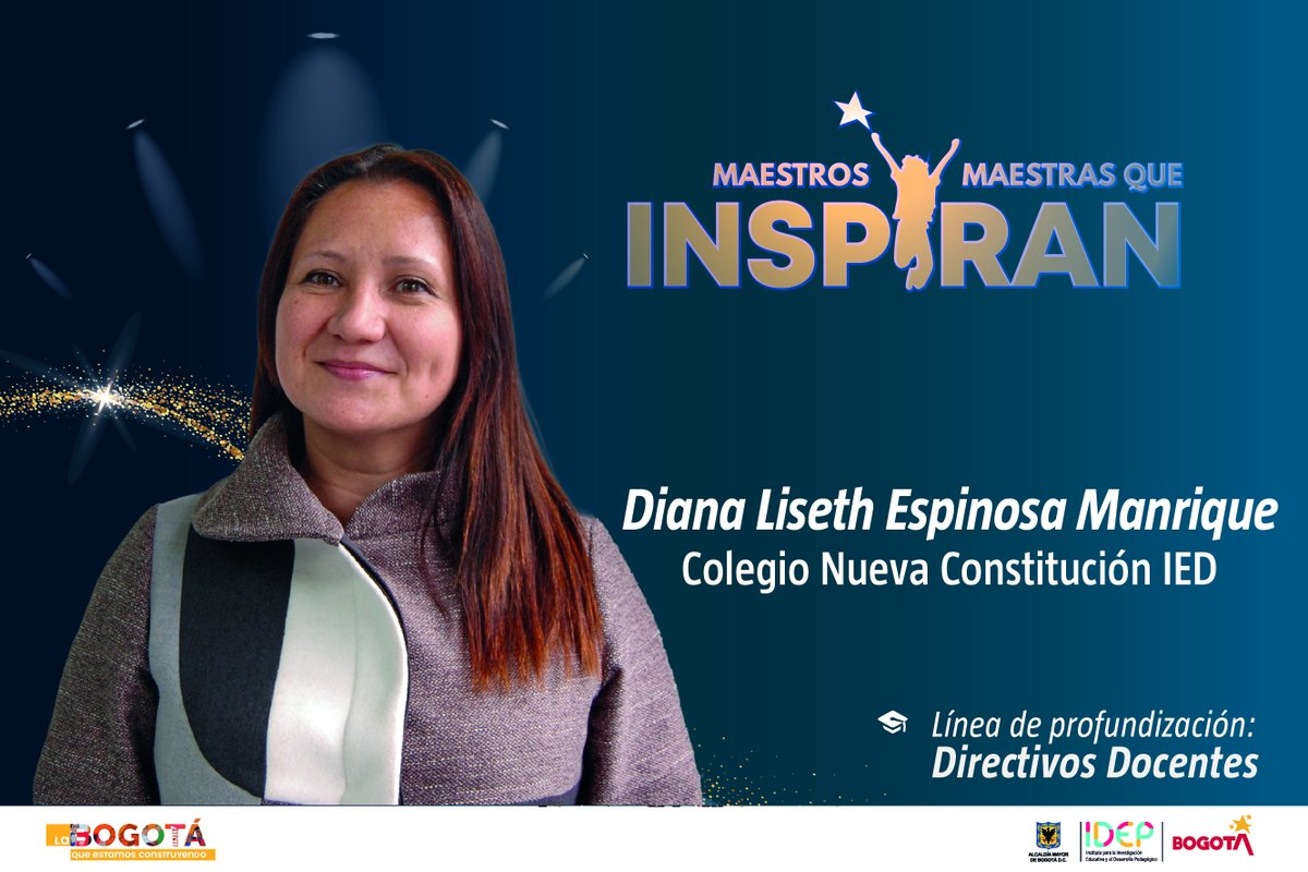 IDEP_Bogota's tweet photo. #PorTiProfe Felicitamos a la rectora Diana Espinosa. Su liderazgo pedagógico es una invitación permanente a reflexionar, innovar e investigar a partir de la comprensión del colegio como un sistema vivo que aprende. 👏🥇👏🔝 https://t.co/HOWPW5ipnQ