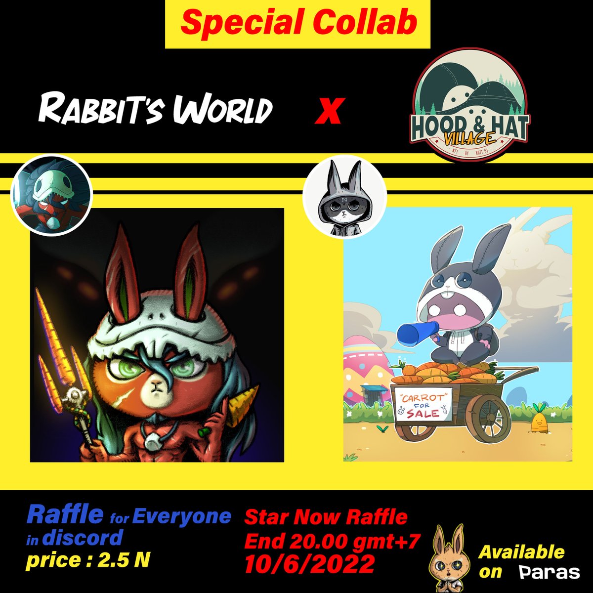 bubu33980's tweet photo. Special Collab "Rabbit's World x Hood &amp; Hat Village" รอบนี้ กระตุ่ยของผม เจอกับ ชาวหมู่บ้านสุดโหดโครตอันตราย "Hood &amp; Hat Village" ของน้องน๊อต 

Raffle เริ่มตอนนี้แล้วครับประกาศผล 2ทุ่มวันนี้ 10/6/22 ในdiscordครับสนใจเข้าไปร่วมRaffleได้ครับ https://t.co/cyznqDptV7 https://t.co/8jU946hb8G