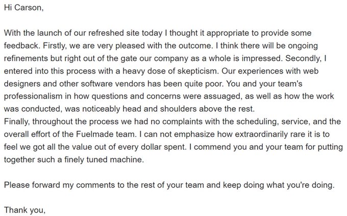 It's rewarding to get periodic reminders of why we try *so hard* to take care of our clients. https://t