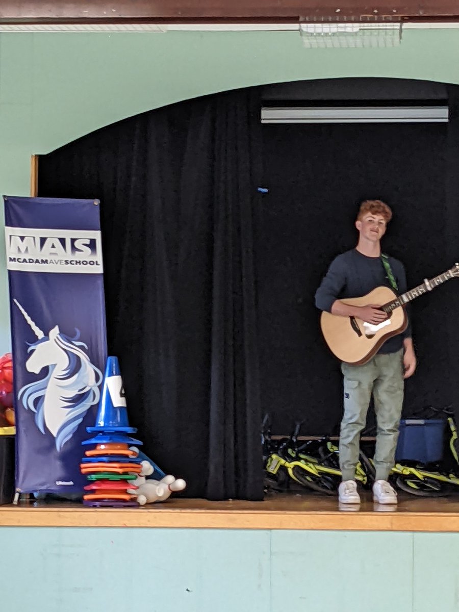 AveMcadam's tweet photo. Our LHHS Co-Op student Cameron Toole brought the house down today with an amazing concert on his final day at MAS. What a treat for staff and students. Big future ahead for this rockstar! https://t.co/Rcb25yUb5O
