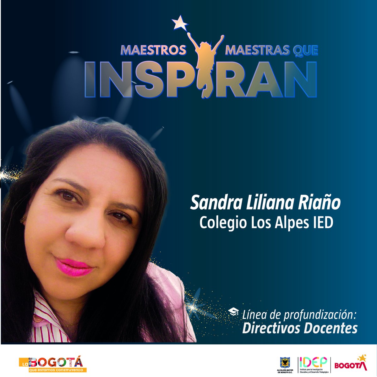 IDEP_Bogota's tweet photo. #PorTiProfe Un profundo reconocimiento para la rectora Sandra Riaño, su liderazgo pedagógico y su valentía son pieza fundamental para enfrentar los desafíos convivenciales de su comunidad y para buscar conjuntamente la construcción y vivencia de caminos de paz.🫂🤝👏👏 https://t.co/i7I9Dq7NFn