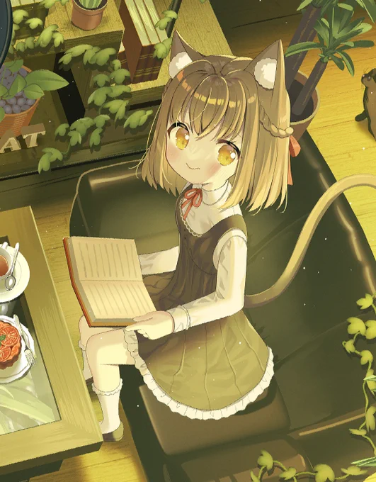 猫たちのブックカフェ☕️ #オリジナル 