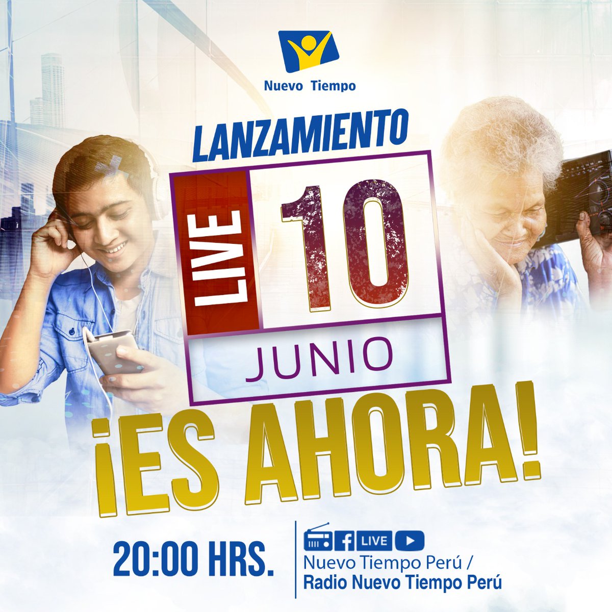 PrMontalvan's tweet photo. Mira esto 👀 Todos en @NuevoTiempoPeru comentan “Es Ahora” ⏰ ¿De qué se trata? No te pierdas el lanzamiento de algo que cambiará la historia de Lima 🇵🇪
Viernes 10 de junio a las 20:00hrs 
#EsAhora #Lima #Perú #Esperanza #gente  #NuevoTiempo @radiontperu https://t.co/jdkRZ8jarb https://t.co/3iwt87IlVb