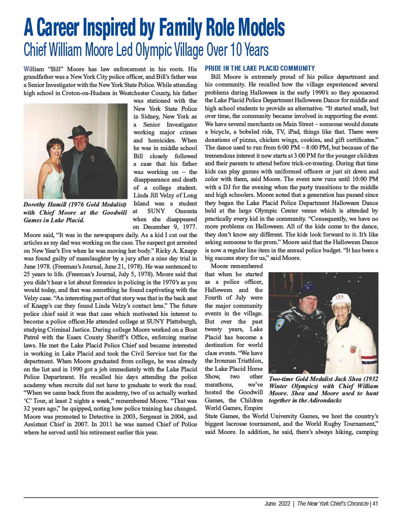 Honorable service - read about the distinguished career of Chief William Moore of Lake Placid  nychiefs.org/assets/ChiefsC…