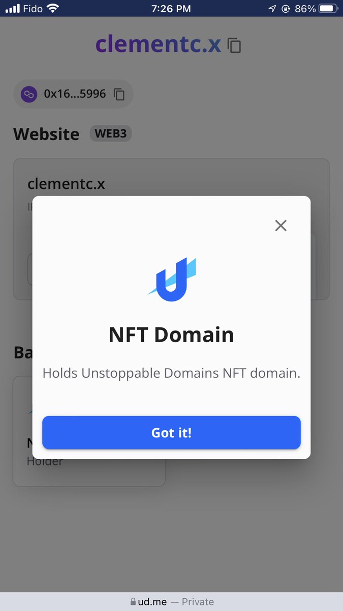 CCMvCrypto's tweet photo. @unstoppableweb Domain: https://t.co/0leN1wHIzz
I'm an Unstoppable Domains holder! https://t.co/SXYwYK8ikE