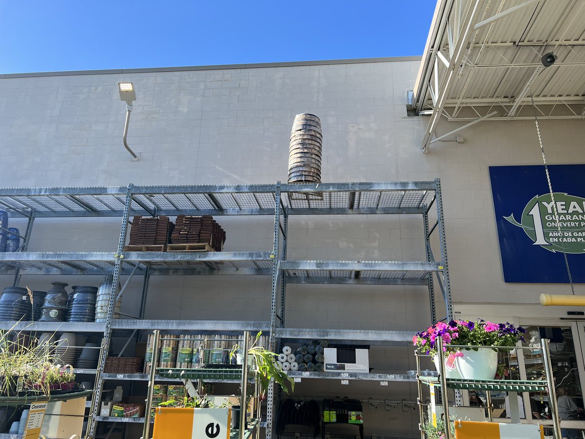Lowes2263's tweet photo. Doing some pack down in the garden center on this nice day!! It’s always nice to see a bin full of empty boxes! @CastagnaMike1 @DANIEL12520802 @TweetUsR30 https://t.co/ouvVfjjl5Y