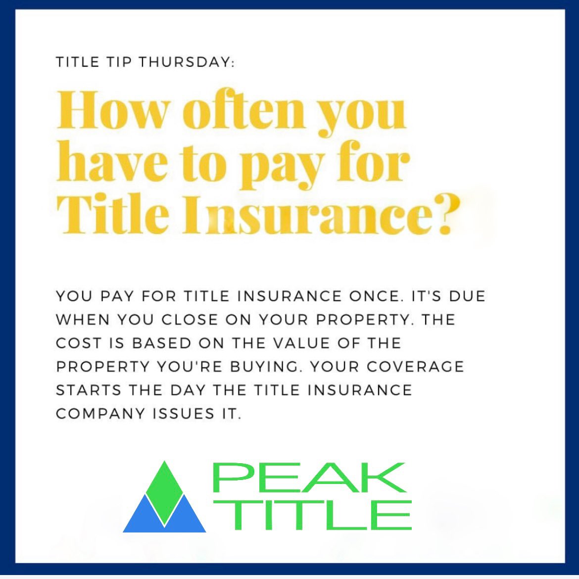 PeakTitle's tweet photo. Title Tip Thursday!🔥 #titlecompany #realestate #titleinsurance #realtor #mortgage #title #closing #miamirealestate #realtors #miami #realtorlife #realestatetips #titleagent #realestateagent #florida #browardrealestate #insuranceagent #finance #business #insuranceagency https://t.co/sGtuk9yzFD