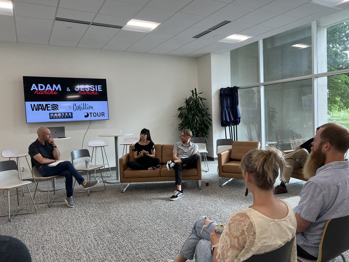 Starting our Fireside Chat with Adam and Jessie of Hartke Presents, <a href="/WaveWichita/">WaveICT</a> , The Cotillion, and <a href="/DTour_Live/">D Tour</a>. Our conversation is facilitated by <a href="/jpwayman/">Jacob Wayman</a> #sgict