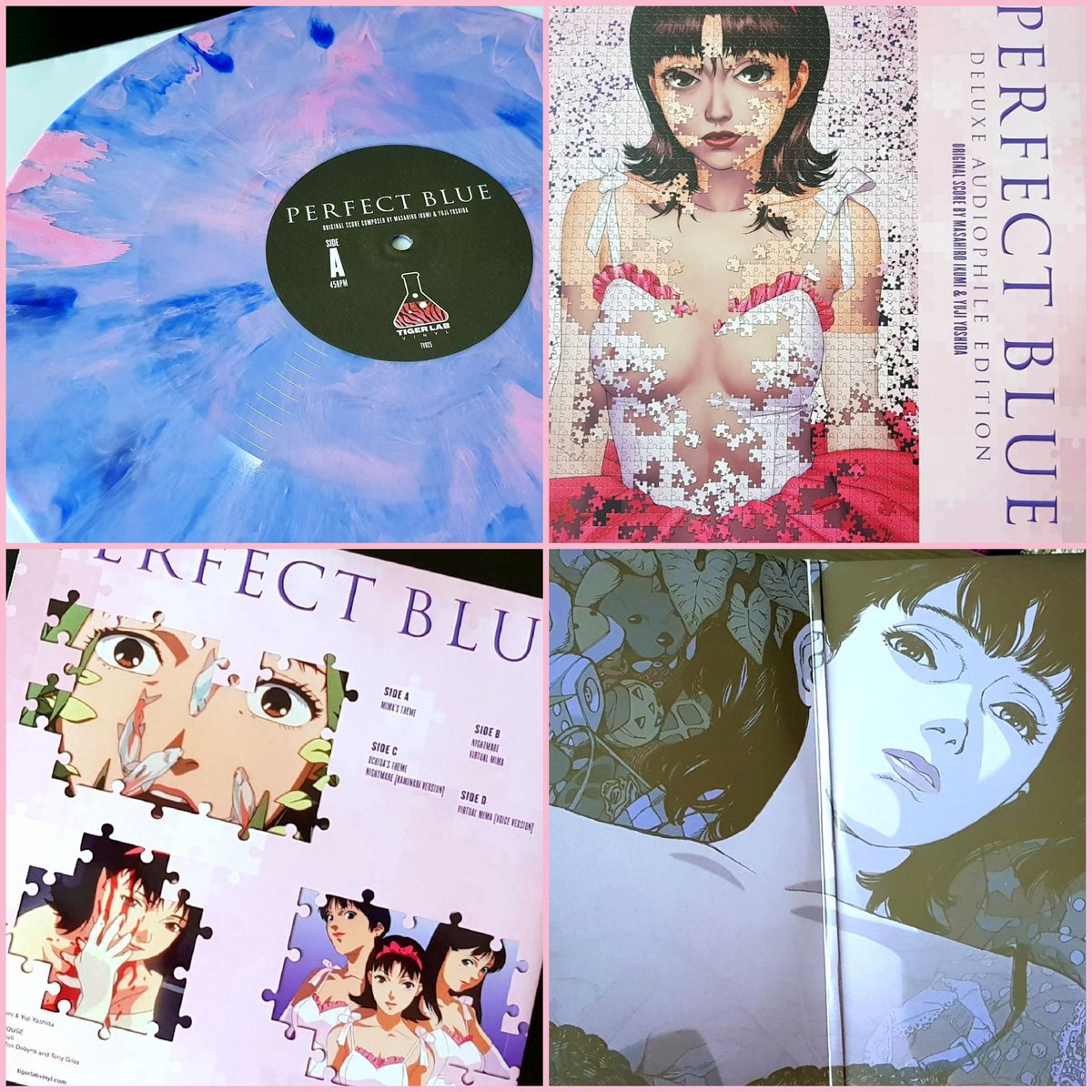 MakeWearPlay's tweet photo. She's here &amp; she's beautiful 💗 This vinyl is now one of my favorites with it's stunning swirling layers of pink, purple &amp; blue. Sounds amazing &amp; the artwork is wonderful, the satin &amp; gloss touches make this even more deluxe. Thank you @TigerLabVinyl! #PerfectBlue #vinyl #anime https://t.co/1QGpXC8NkF