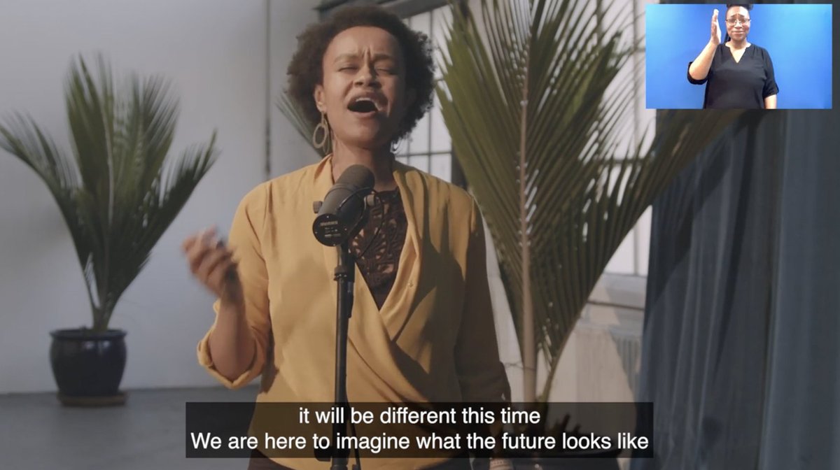 3Wave's tweet photo. “You’re invited to the party, but you better step right. At the center is a love, it will be different this time. We are here to imagine what the future looks like.” – @meklitmusic performing her unreleased song “Here to Imagine” for us 🎶 #ThirdWave25 https://t.co/oA212GlOkV