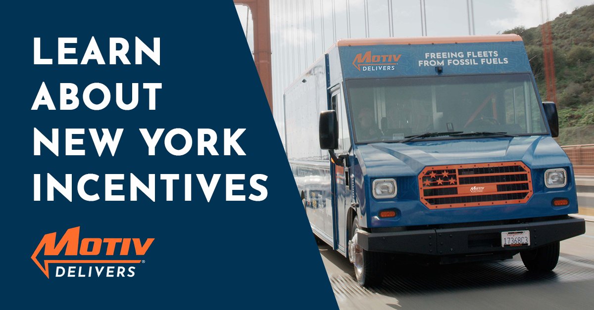 Millions of dollars are available in the state of New York to help with the cost of electrifying your #fleet. Motiv is here to answer any questions and to help you get started.

motivps.com/contact/

#EV #ElectricVehicles #ElectricTrucks #ZeroEmission #MotivDelivers #MotivPS