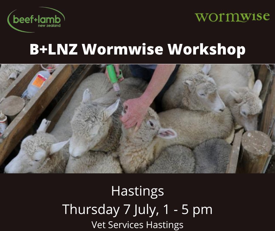 B+LNZ Wormwise Workshop – Farming with Worm Resistance: Hastings - 7 July, 1 - 5 pm

This advanced workshop covers strategies for those farming with drench resistance.  You must have attended a basic farm Wormwise workshop previously.

Register
beeflambnz.com/events/blnz-wo…
#Wormwise