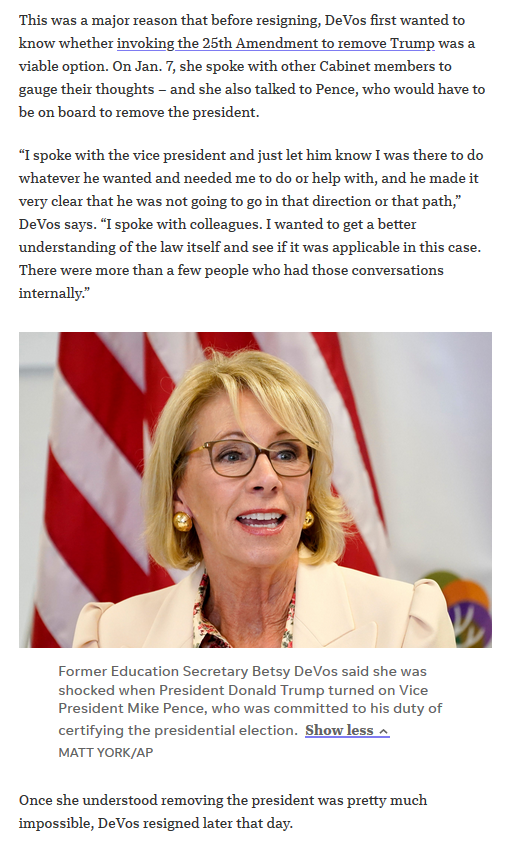 HectorSolon's tweet photo. Pitiful.
Betsy DeVos picks today (start Jan 6 Committee Hearings - 17 months) for softball puff piece claiming she tried to remove Trump w 25th Amendment but Pence refused |@USAtoday via Ingrid Jacques (@Ingrid_Jacques #NotJournalism) https://t.co/tyqb4IpegU #DEVOSexposed #TBATs https://t.co/wpby6LzyRp