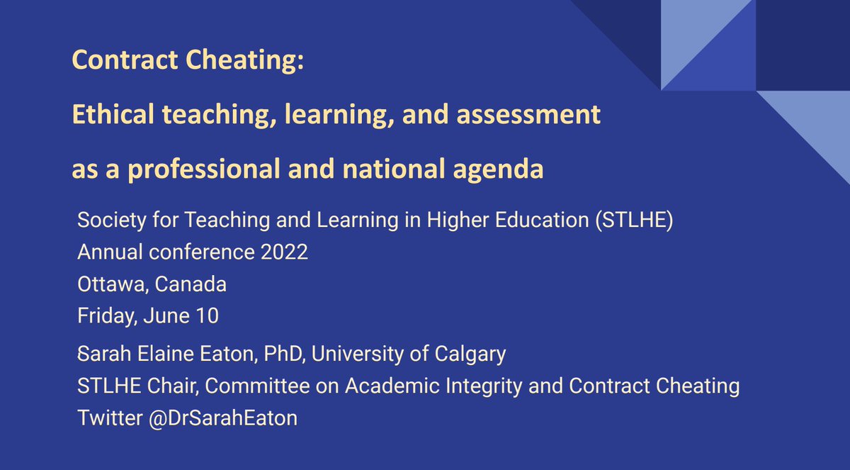 You can download a copy of my slides for the #STLHESAPES2022 #ContractCheating #AcademicIntegrity presentation from drive.google.com/file/d/1Wh0qBz…