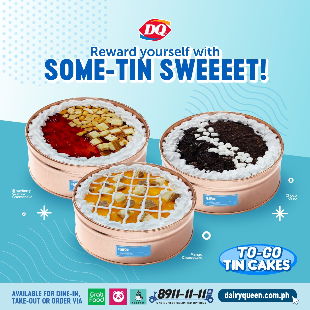 Dairy Queen Philippines on Twitter: "It's always a perfect time for a  little sweetness with DQ's To Go Tin cake.#DairyQueenPH Order now through  8911-1111, visit https://t.co/OmAIhAOszH or through our delivery partners  GrabFood,