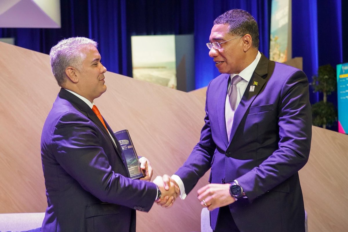 AndrewHolnessJM's tweet image. This afternoon I had bilateral discussions with President of Colombia, Iván Duque Márquez. We discussed areas of collaboration between our two countries and I look forward to expanding on them in the very near future.