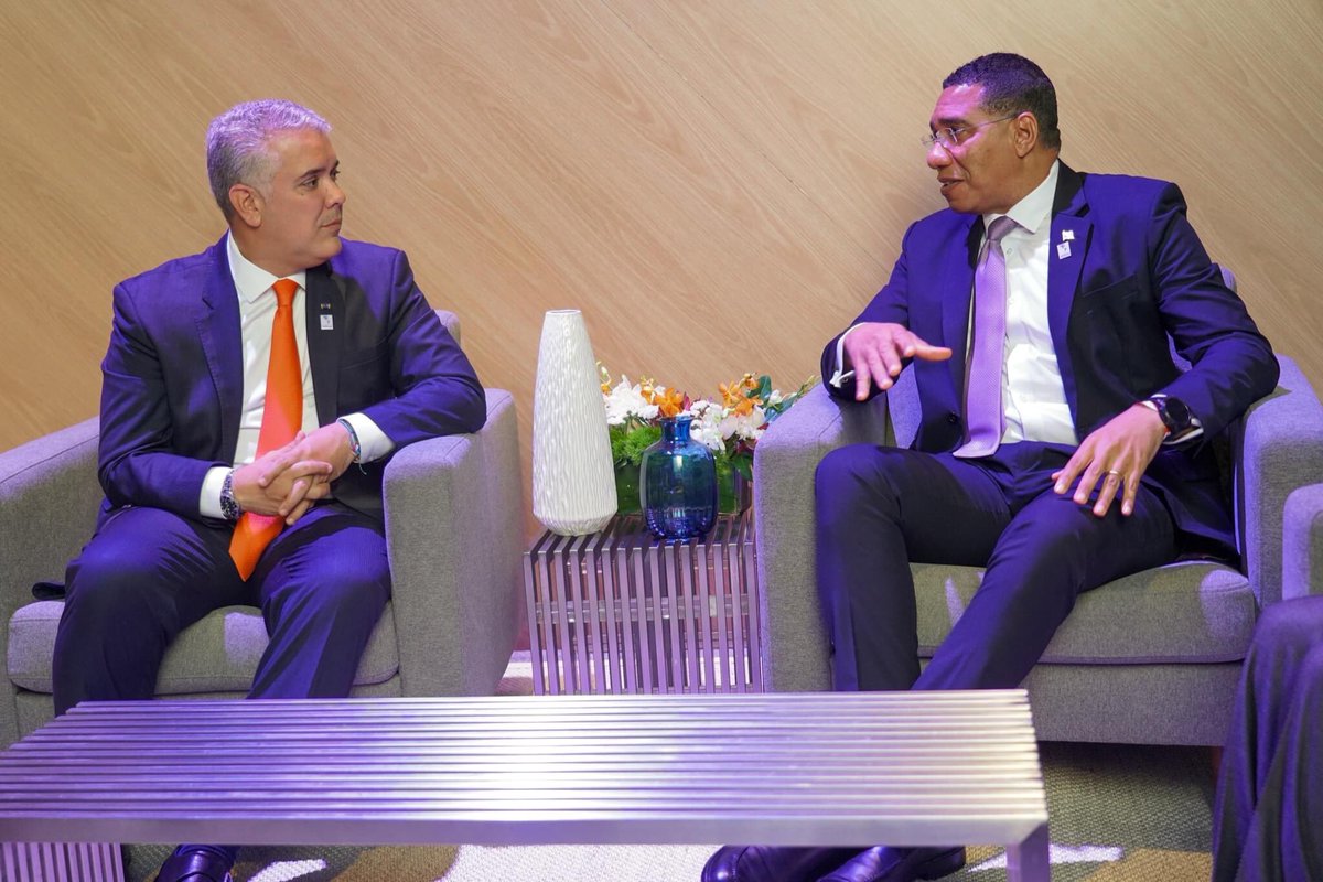 AndrewHolnessJM's tweet image. This afternoon I had bilateral discussions with President of Colombia, Iván Duque Márquez. We discussed areas of collaboration between our two countries and I look forward to expanding on them in the very near future.