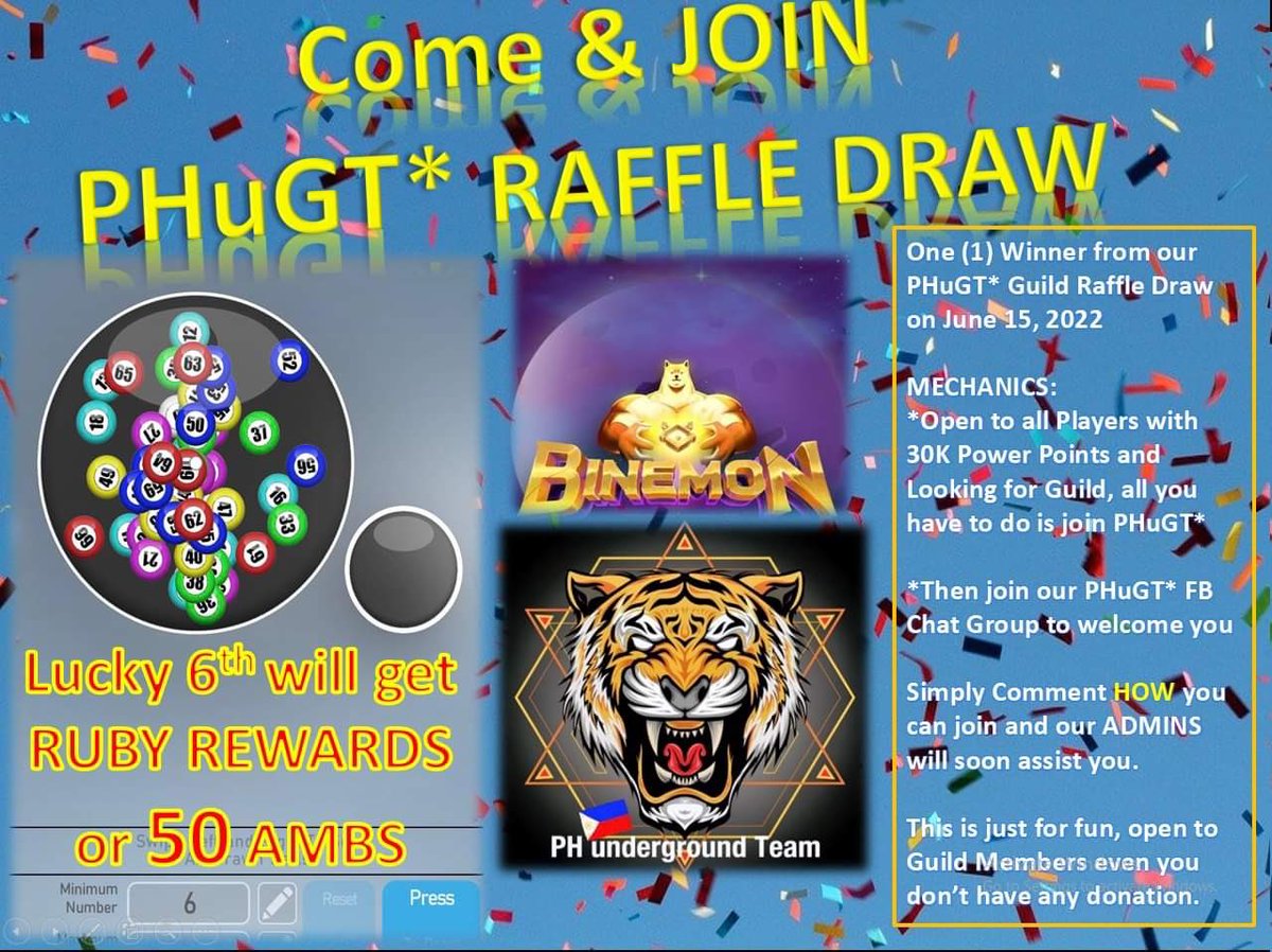 <a href="/BinemonNft/">Binemon NFT🦄 x DeFi2.0 🍏</a> @TopDeFi20 <a href="/P2E_Space/">🕹 𝐏𝟐𝐄_𝐒𝐏𝐀𝐂𝐄</a> @Bsocialfi  dev can u pls be generous to share amb🍎🍏 a donation to our guild for the special raffle event promo haaha🤭😁🥳we keep promoting binemon. Binemon to the moon.. thank u 0x9703E03E8c84B4768564F00692B58725b53ee438