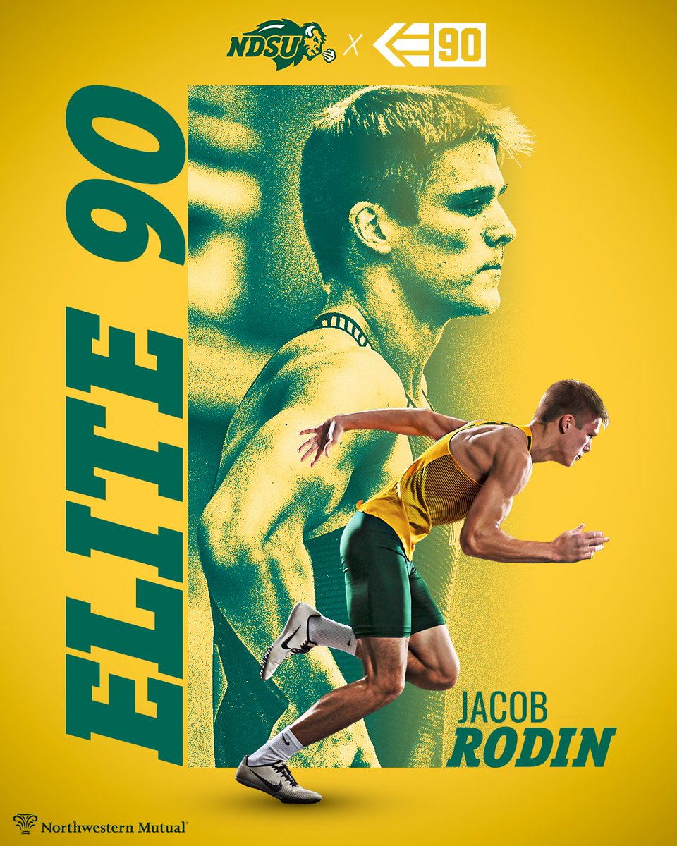 NDSUTrackField's tweet image. Big announcement tonight in Eugene --

After running on the Bison 4x400m relay at the national meet, Jacob Rodin has been named the 𝗡𝗖𝗔𝗔 𝗘𝗹𝗶𝘁𝗲 𝟵𝟬 winner!

Rodin's 4.0 cumulative GPA is the highest of any man competing at the NCAA Outdoor Championships.