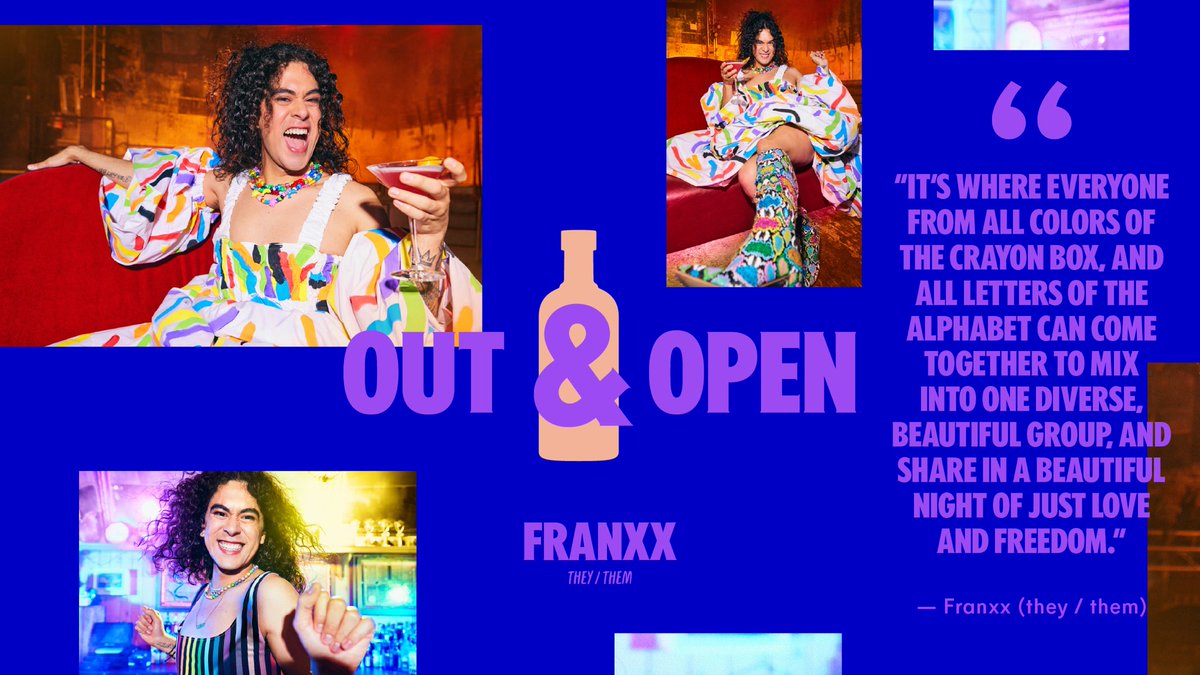 AbsolutUS's tweet photo. Introducing another of our #OutandOpen storytellers, Franxx. Help save LGBTQ bars by listening to their full story at https://t.co/uruz3Trbs8 https://t.co/RQV8m1VYy9