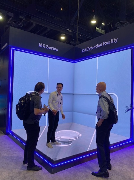 GestIntel's tweet photo. #WNBD #GestureTek Erol Vekil and Vincent J Vincent at Infocomm 2022 exchanging thoughts about possibilities for technical, sales and project cooperation for GestureTek 2.0. https://t.co/4kr83257po